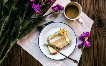 Картинка еда пирожные +кексы +печенье кофе цветы пирожное