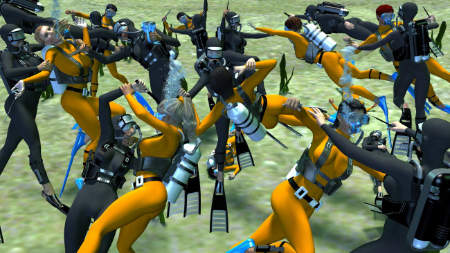 Обои картинки фото 3д графика, фантазия , fantasy, море, оружие, девушки, взгляд, фон