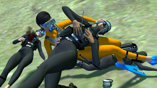 Обои картинки фото 3д графика, фантазия , fantasy, взгляд, девушки, фон, оружие, море