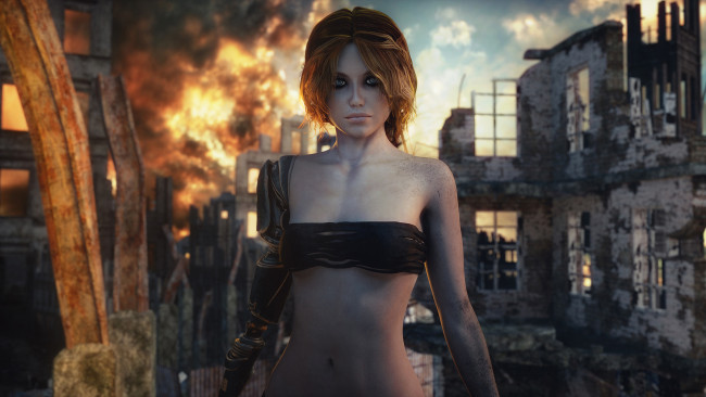 Обои картинки фото фэнтези, роботы,  киборги,  механизмы, девушка, фон, взгляд