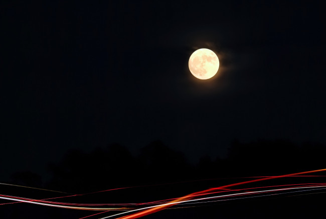 Обои картинки фото векторная графика, другое , other, огни, ночь, луна