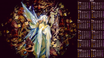 Картинка календари фэнтези венок девушка крылья