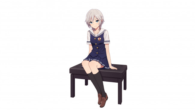 Обои картинки фото аниме, idolm@ster, взгляд, девушка, фон