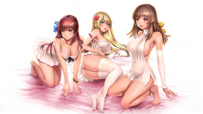 Обои картинки фото аниме, unknown,  другое , взгляд, фон, девушки