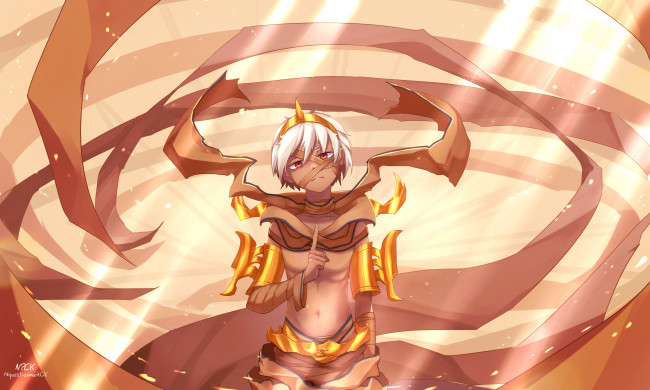 Обои картинки фото аниме, животные,  существа, мумия, парень