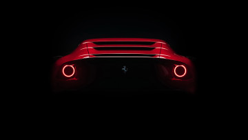 обоя 2020 ferrari omologata, автомобили, ferrari, 2020, omologata, красный, эксклюзив, вид, сзади