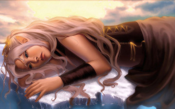 Картинка фэнтези эльфы девушка эльф льдина