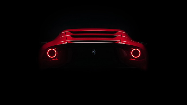 Обои картинки фото 2020 ferrari omologata, автомобили, ferrari, 2020, omologata, красный, эксклюзив, вид, сзади
