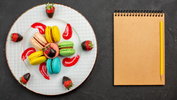 Картинка еда макаруны печенье лакомство блокнот