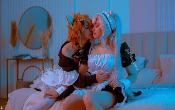 Картинка девушки -+креатив +косплей костюмы образы ушки постель mikasa rino