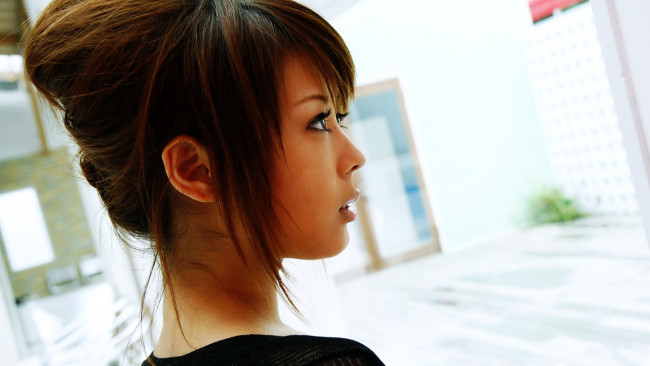 Обои картинки фото девушки, - азиатки, шатенка, лицо