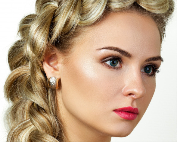 Обои картинки фото девушки, - лица,  портреты, блондинка, лицо, коса