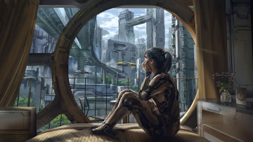 Картинка фэнтези роботы +киборги +механизмы футуризм девушка киборг