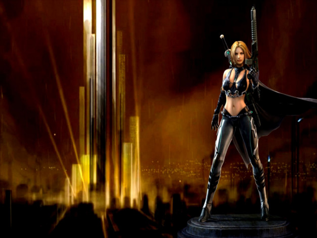 Обои картинки фото аниме, weapon, blood, technology