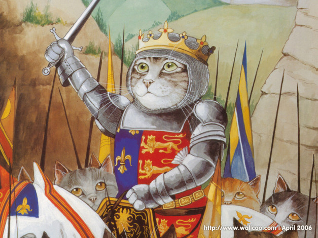 Обои картинки фото рисованные, животные, сказочные, мифические, кот, доспехи