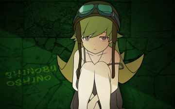 Картинка аниме bakemonogatari oshino+shinobu девушка платье шлем