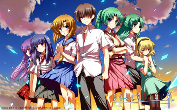Картинка аниме higurashi no naku koro ni ryuuguu rena sonozaki mion shion houjou satoko furude rika hanyuu maebara keiichi