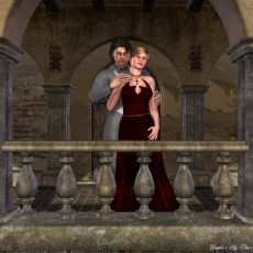 Картинка 3д графика people люди балкон мужчина женщина