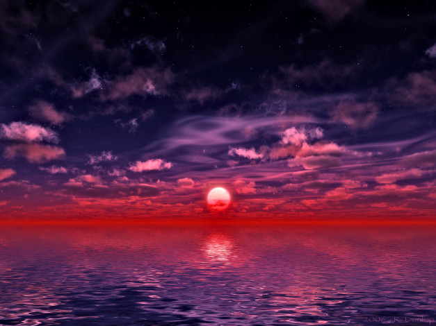 Обои картинки фото 3д, графика, sea, undersea, море, закат