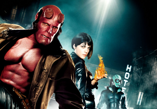Обои картинки фото hellboy, the, golden, army, кино, фильмы, ron, perlman, abe, sapien, doug, jones, selma, blair, liz, sherman