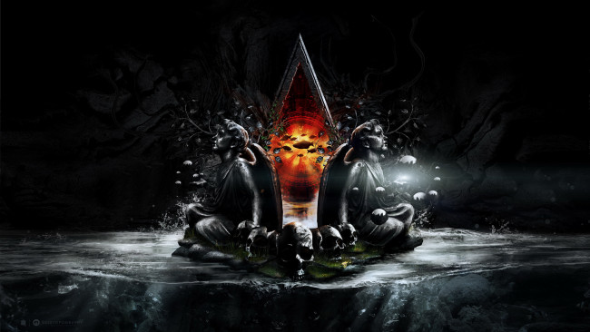 Обои картинки фото 3д, графика, horror, ужас, черепа, люди