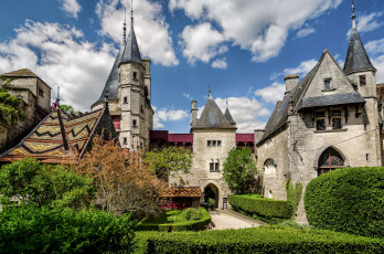 Картинка города замки+франции шпили башни замок парк