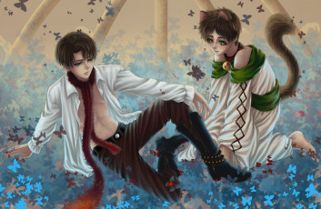 Картинка аниме shingeki+no+kyojin эрен леви атака титанов арт