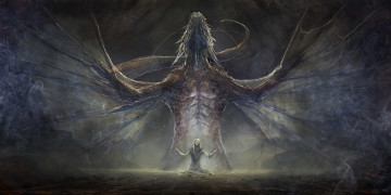 Картинка фэнтези драконы фантастика арт дракон крылья мощь человек