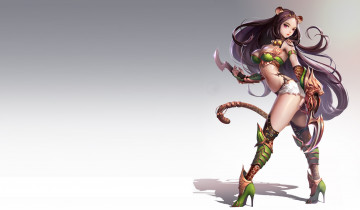 Картинка аниме -animals+&+creatures тигрица костюм девушка арт