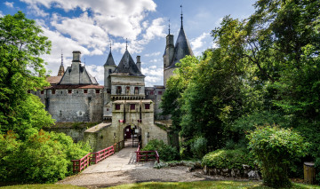 Картинка города замки+франции шпили башни замок парк