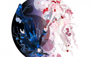 Картинка аниме -animals+&+creatures янь уши розы инь двое девушка парень