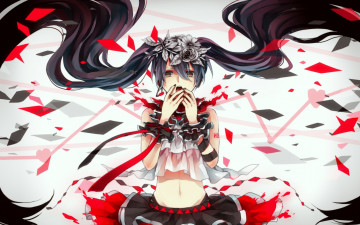 Картинка аниме vocaloid брюнетка девушка арт венок ромбы вокалоид