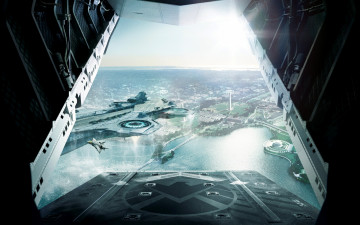 Картинка кино+фильмы captain+america +the+winter+soldier вид город самолёт
