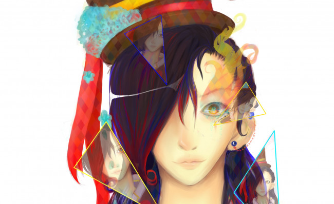 Обои картинки фото аниме, *unknown , другое, взгляд, парень, арт, белый, фон, лицо