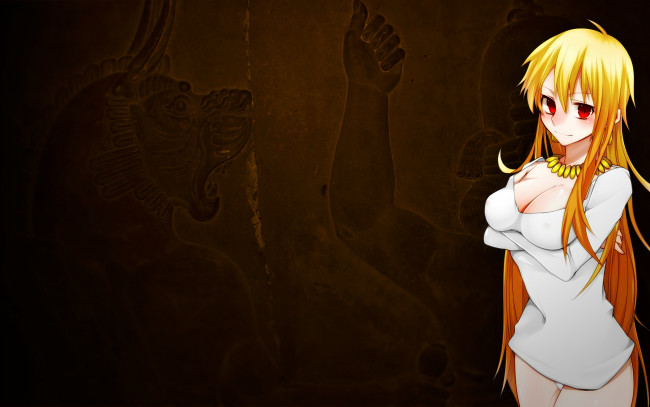 Обои картинки фото аниме, fate, zero, арт, девушка, блондинка, gilgamesh