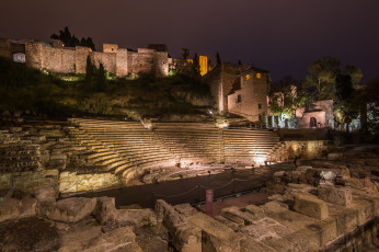 Картинка roman+theater +malaga города -+другое антик амфитеатр ночь