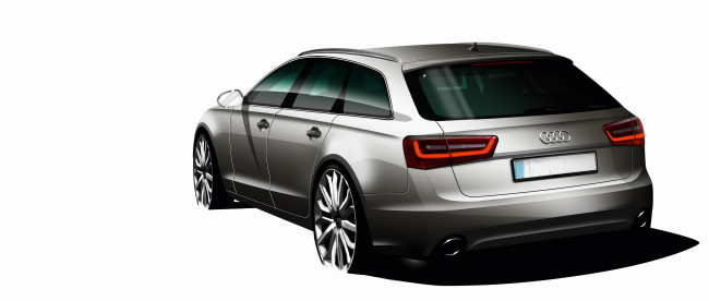 Обои картинки фото автомобили, 3д, c7, audi, a6, скетч, avant