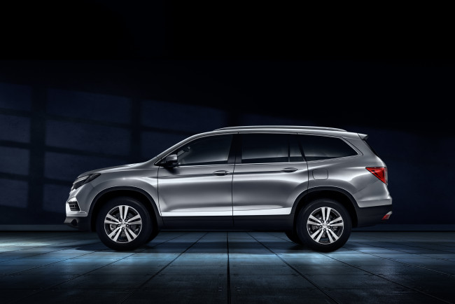 Обои картинки фото автомобили, honda, 2015г, темный, cis-spec, pilot