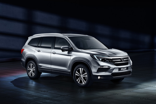 Обои картинки фото автомобили, honda, темный, 2015г, cis-spec, pilot