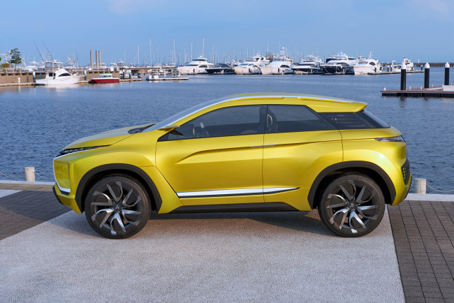 Обои картинки фото автомобили, mitsubishi, ex, concept, желтый, 2015г
