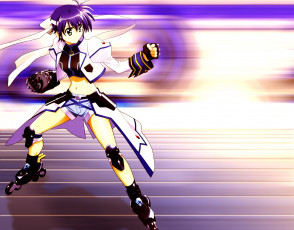 Картинка аниме mahou+shoujo+lyrical+nanoha девушка фон взгляд