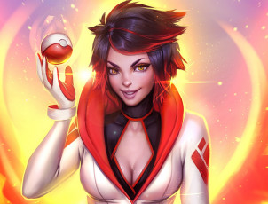 Картинка аниме pokemon candela team valor leader лицо art go девушка арт