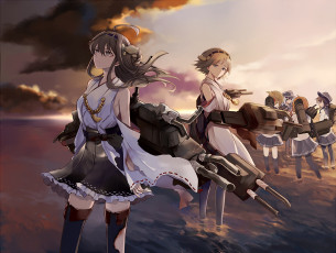Картинка аниме kantai+collection взгляд фон девушки