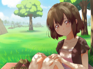 Картинка аниме unknown +другое фон взгляд девушка