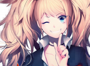 Картинка аниме danganronpa взгляд девушки фон