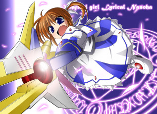Картинка аниме mahou+shoujo+lyrical+nanoha взгляд девушка фон