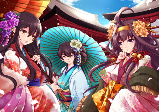 Картинка аниме kantai+collection фон взгляд девушки