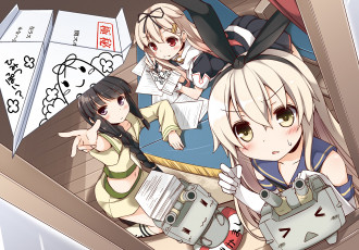 Картинка аниме kantai+collection фон взгляд девушки
