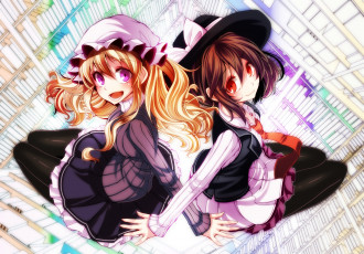 Картинка аниме touhou девушки фон взгляд