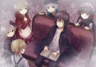 Картинка аниме unknown +другое девушки взгляд фон